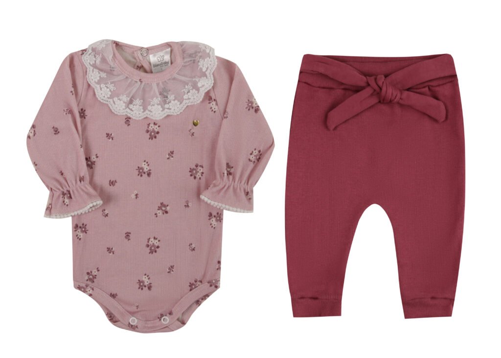 CONJUTO BODY RENDA M. LONGA - ROSA - 3080